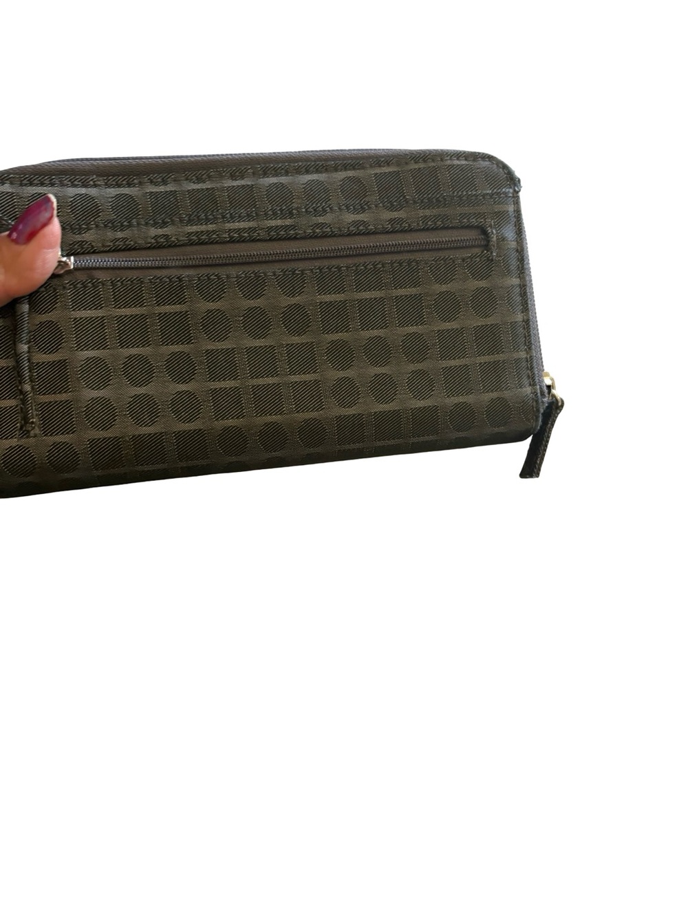 Source Unknown Olive Green Patterned Zip Wallet
